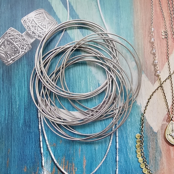 Rare Silpada Sterling Silver 21 Bangle Salute Interlocking Bracelet SMALL B2961 - Picture 2 of 13